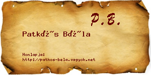 Patkós Béla névjegykártya