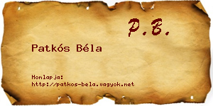 Patkós Béla névjegykártya